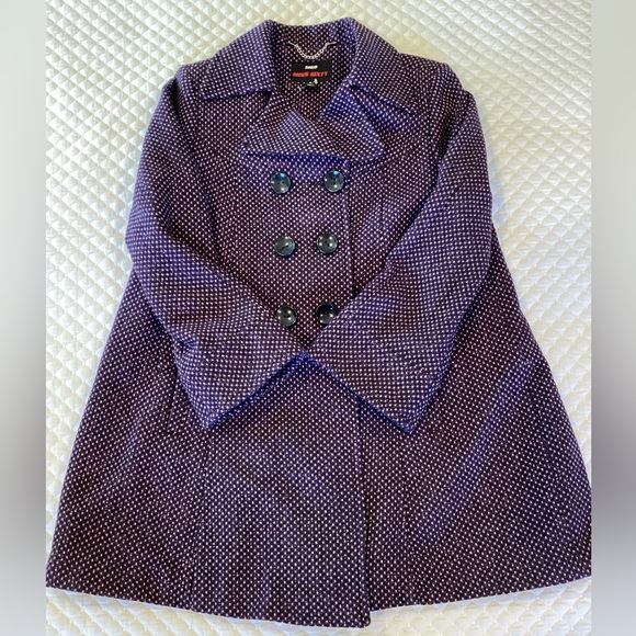 Miss Sixty Double Breasted Tweed Wool Blend Pea Coat L - Picture 11 of 16